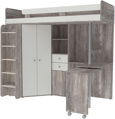 Кровать-чердак КарИВи М85 Бетон Белый