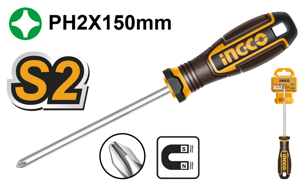 Отвертка крестовая INGCO HSDPH2150 INDUSTRIAL PH2x150 мм