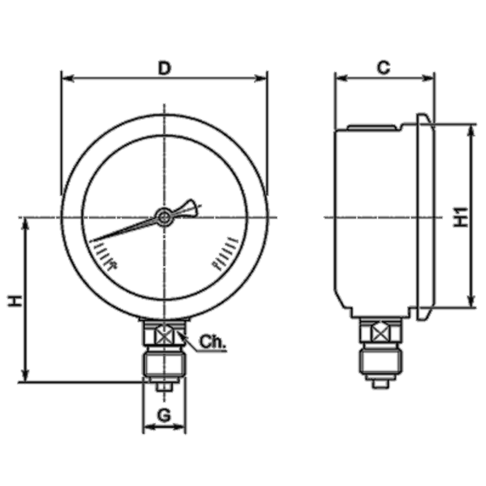 Манометр D63 G1/4 - 25 Bar - радиальное подключение