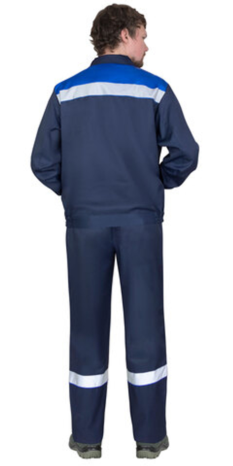 Костюм СИРИУС-МАСТЕР-РОСС куртка кор., брюки, темно-синий с васильковым и СОП