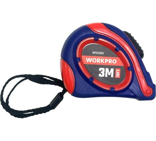 Рулетка пластмассовая WORKPRO 3 м (10фут), 16 мм, самоблокирующаяся WP261005