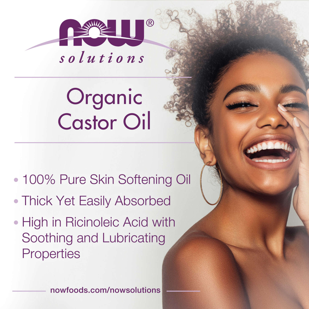 NOW Foods, Solutions, сертифицированное органическое касторовое масло, 237 мл (8 жидк. унций)