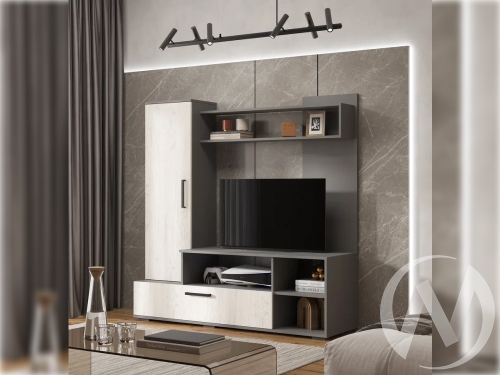 Гостиная Евро 2 (графит/дуб крафт белый)