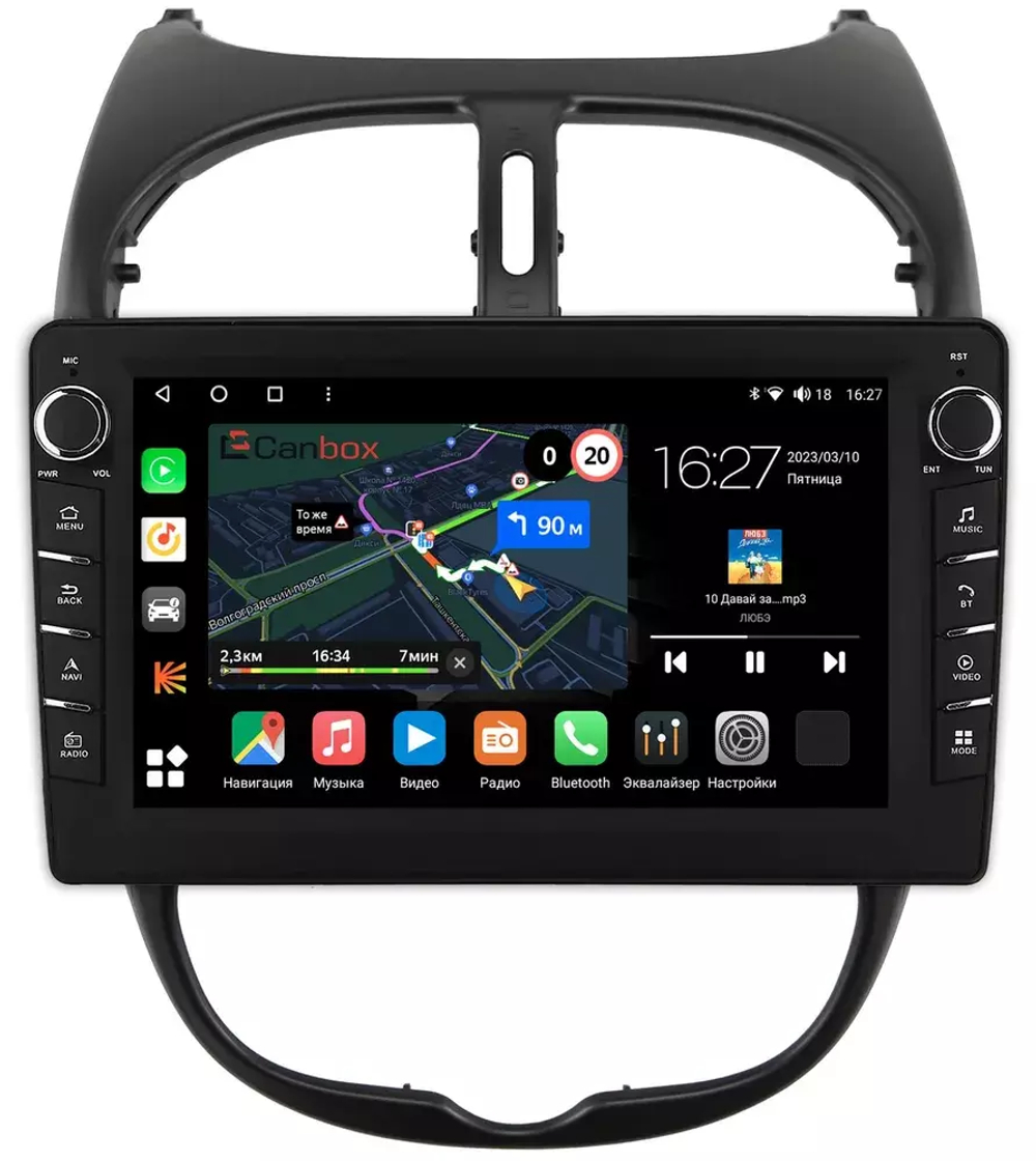 Магнитола для Peugeot 206 1998-2012 - Canbox 9117 Android 10, ТОП процессор, CarPlay, 4G SIM-слот
