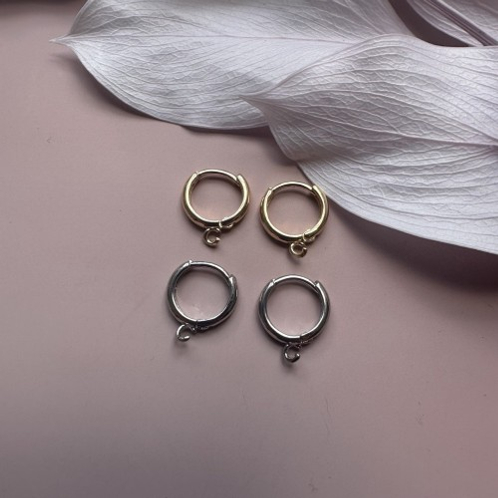 8755-з Швензы-Конго круглые с петелькой 12мм, позолота, пара