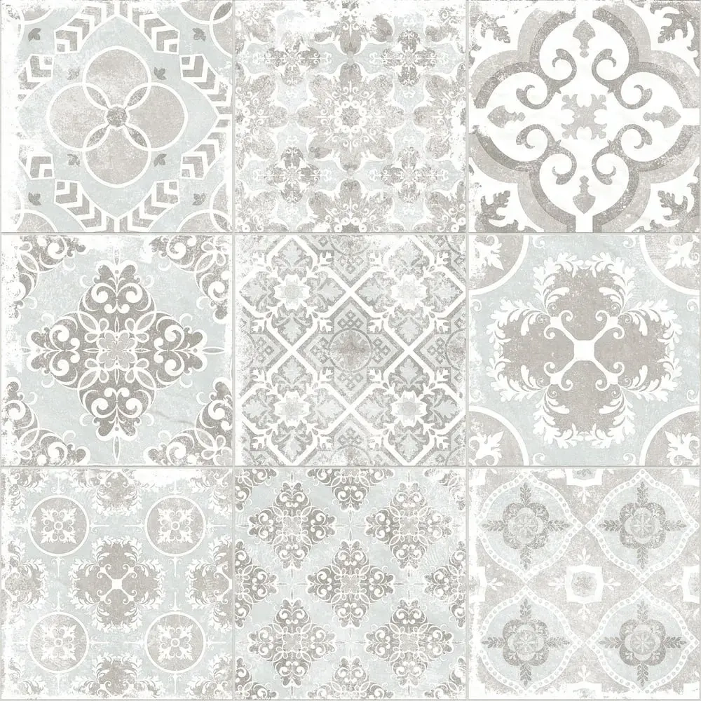 Керамогранит Alma Ceramica GFU04CTR17R Country 60x60 белый / серый сахарный с орнаментом