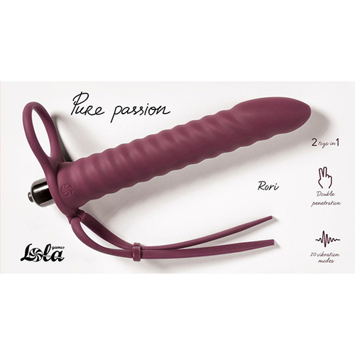 Бордовая вибронасадка 17см для двойного проникновения Lola Games Pure Passion Rori 1205-02lola