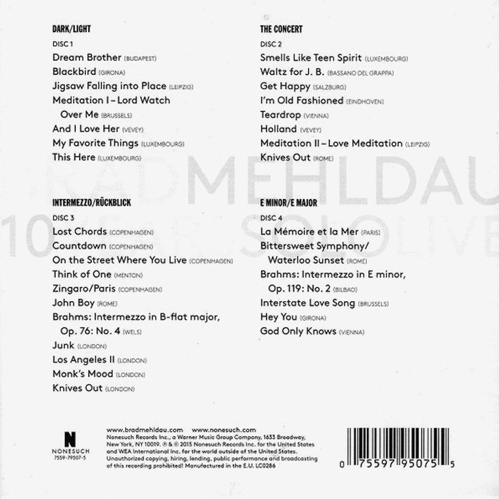Brad Mehldau / 10 Years Solo Live (4CD)