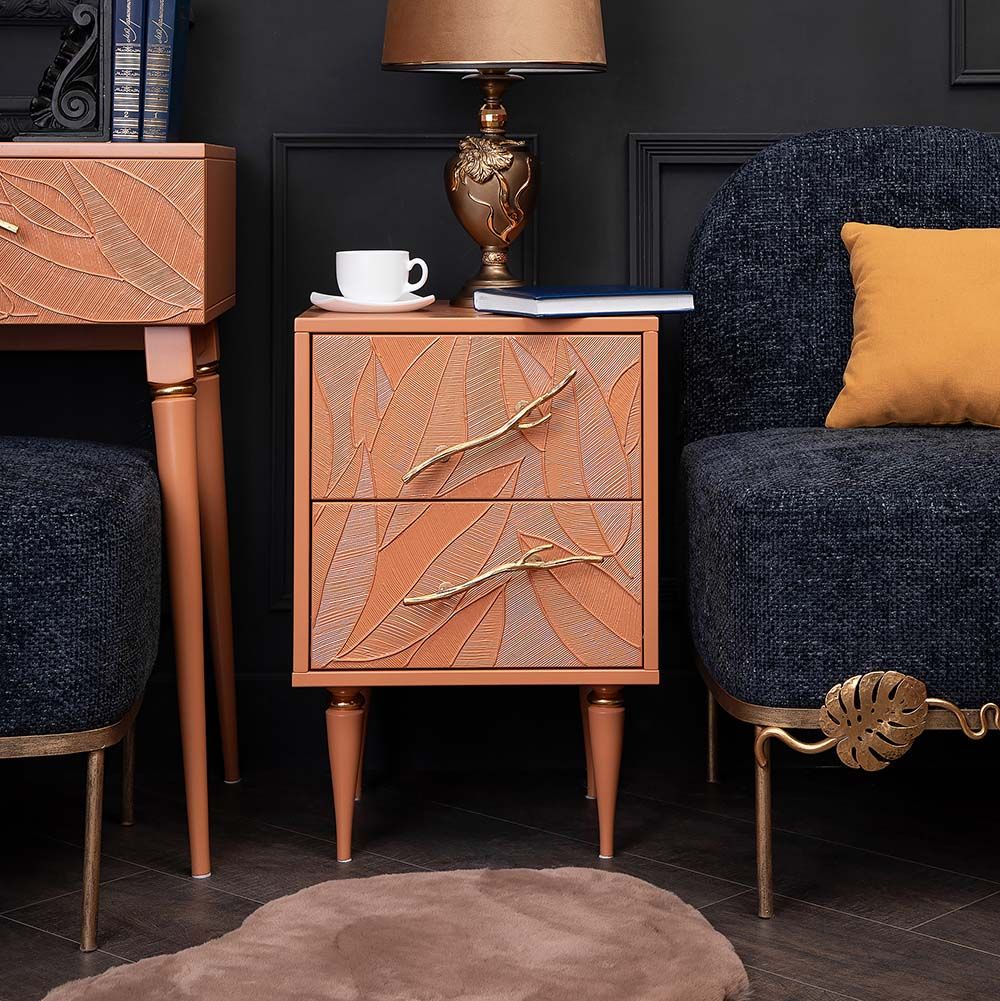 Тумба Арт Колор leaves Классик Голд Томленый оранжевый