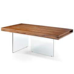 Обеденный стол Angel Cerda 1028, 200х100 см, закаленное стекло, орех