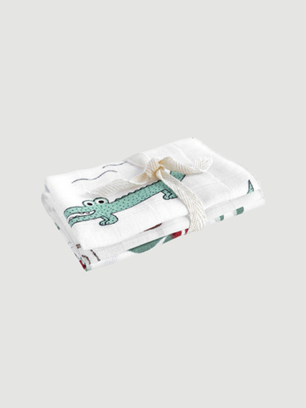 Сет из 3х муслиновых салфеток Mjölk Кокосы/Крокодилы/Брусника