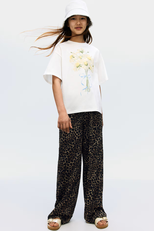 H&M Брюки из рельефной ткани, леопардовый