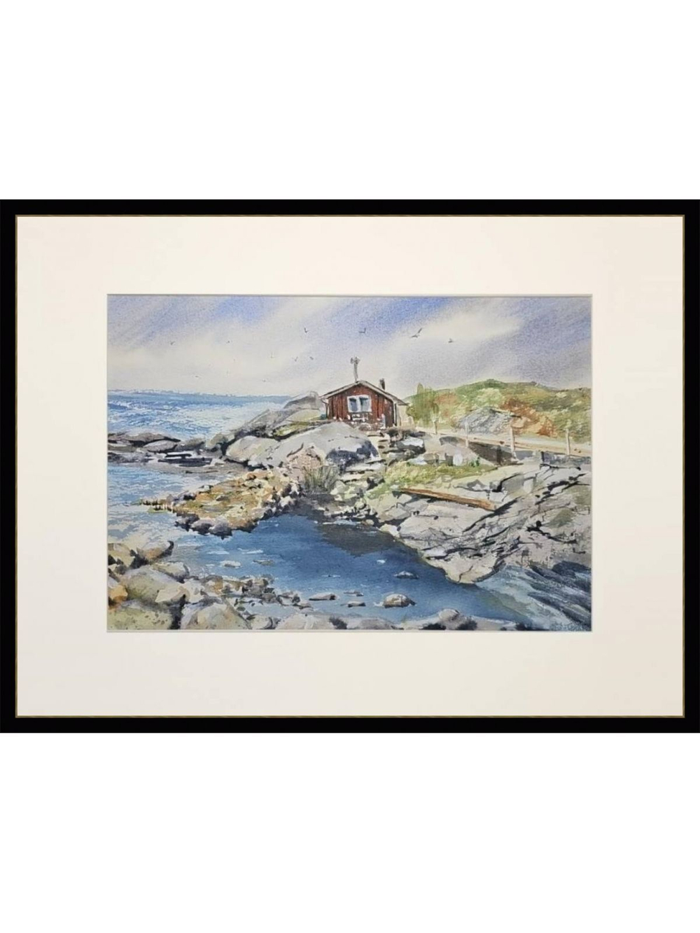 Картина авторская акварельная в паспарту 30х40 см на стену для интерьера "Тут родились Муми-тролли"