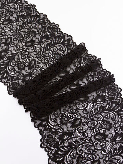 Эластичное кружево черное ширина 20 см