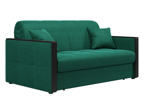 Диван Лион 1,2 - Велютто/Velutto  33 изумрудный/накладка венге