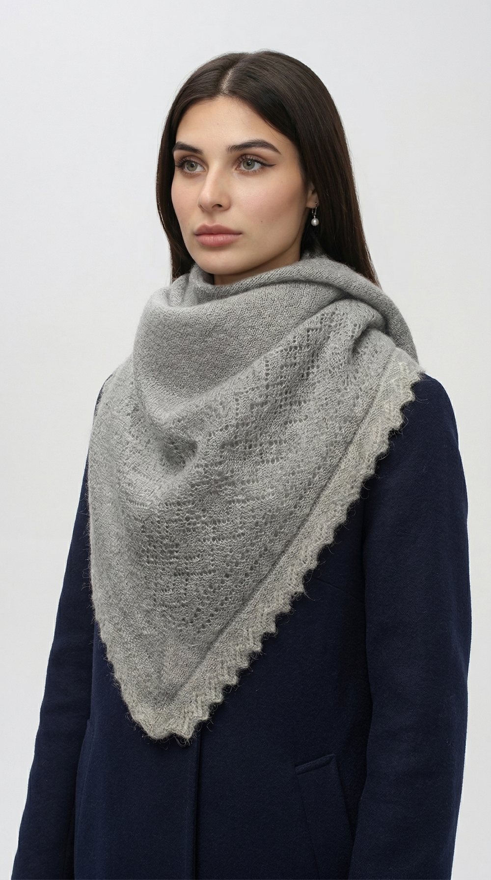 Оренбургский пуховый платок П2-100-03 серый