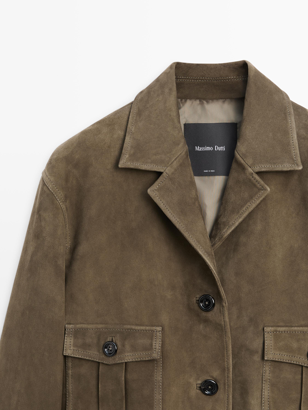 Massimo Dutti Короткая замшевая куртка, хаки