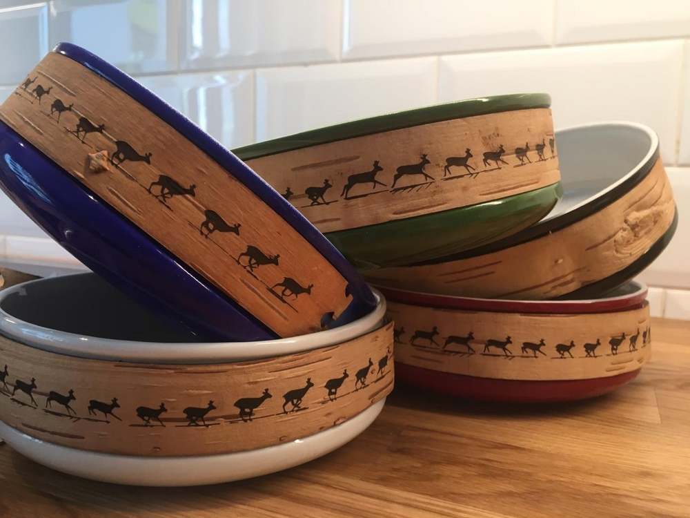 Малыя фарфоровая пиала для завтрака с берестой. Коллекция Christmas (Рождество или Олени)