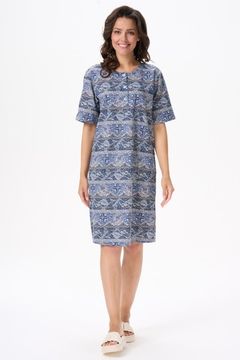 Платье женское с коротким рукавом и круглым вырезом Лори N0111-E96.2F03 сине-голубое