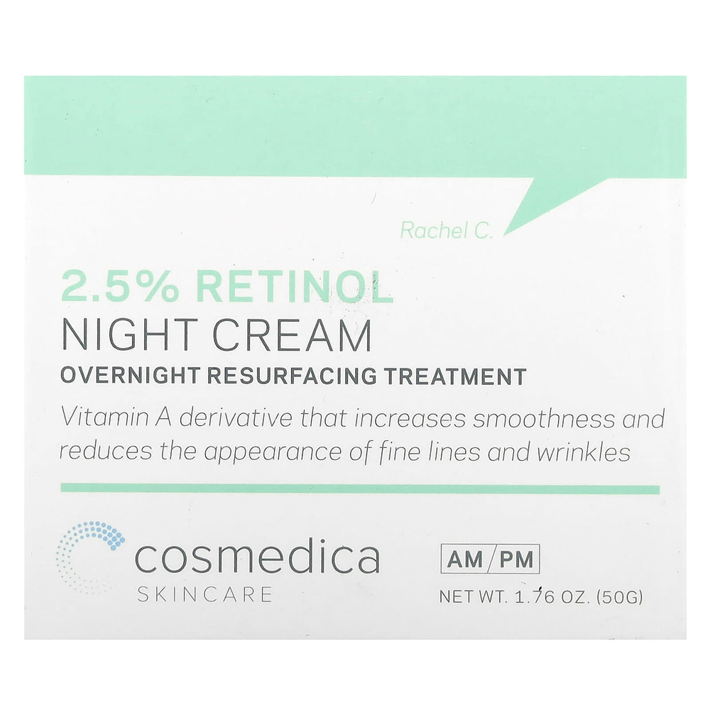 Cosmedica Skincare, Ночной крем с 2,5% сывороткой ретинола, ночная омолаживающая процедура, 50 г (1,76 унции)