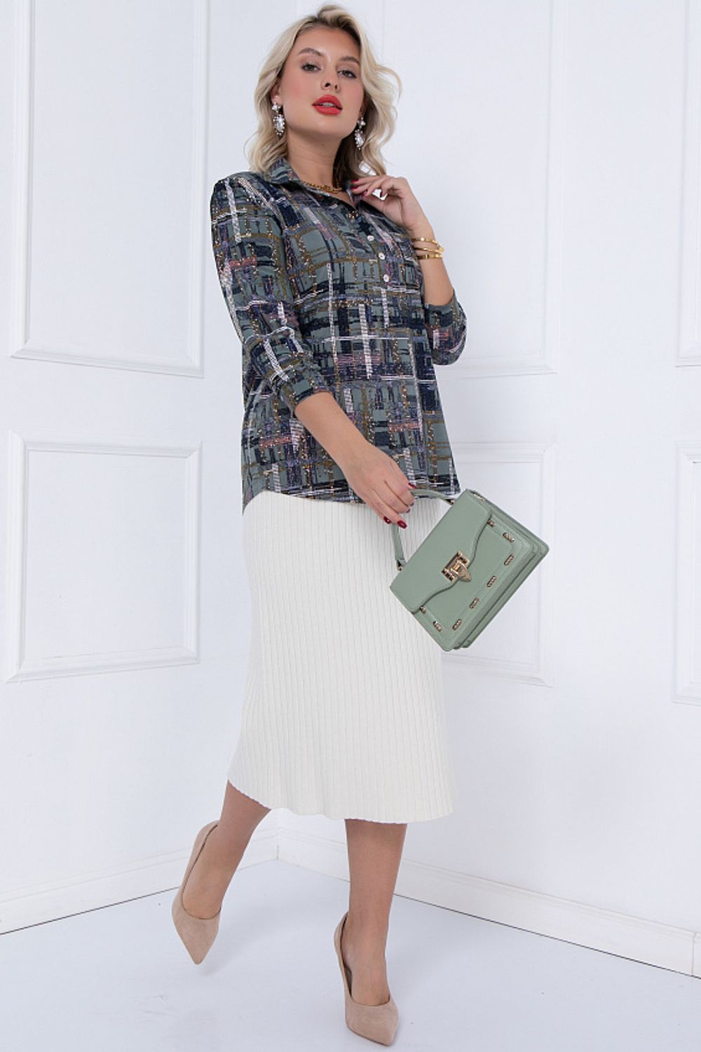 БЛУЗКА ДОРОТЕЯ (ОЛИВЕ) Bellovera (Акция)