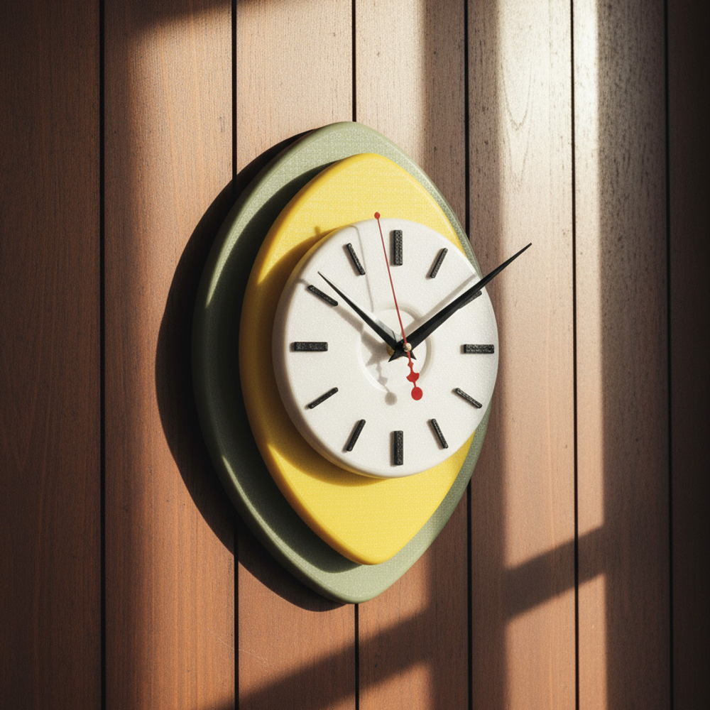 Настенные часы Солнечный Авокадо / Avocado Glow – стиль Mid-Century, 33×25 см