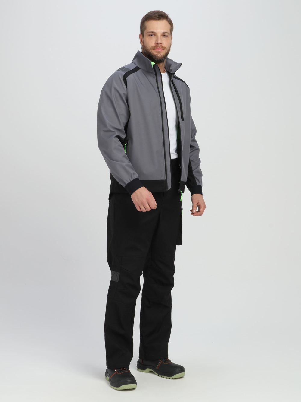 Куртка ProfLineLeader (тк.Софтшел), серый/черный