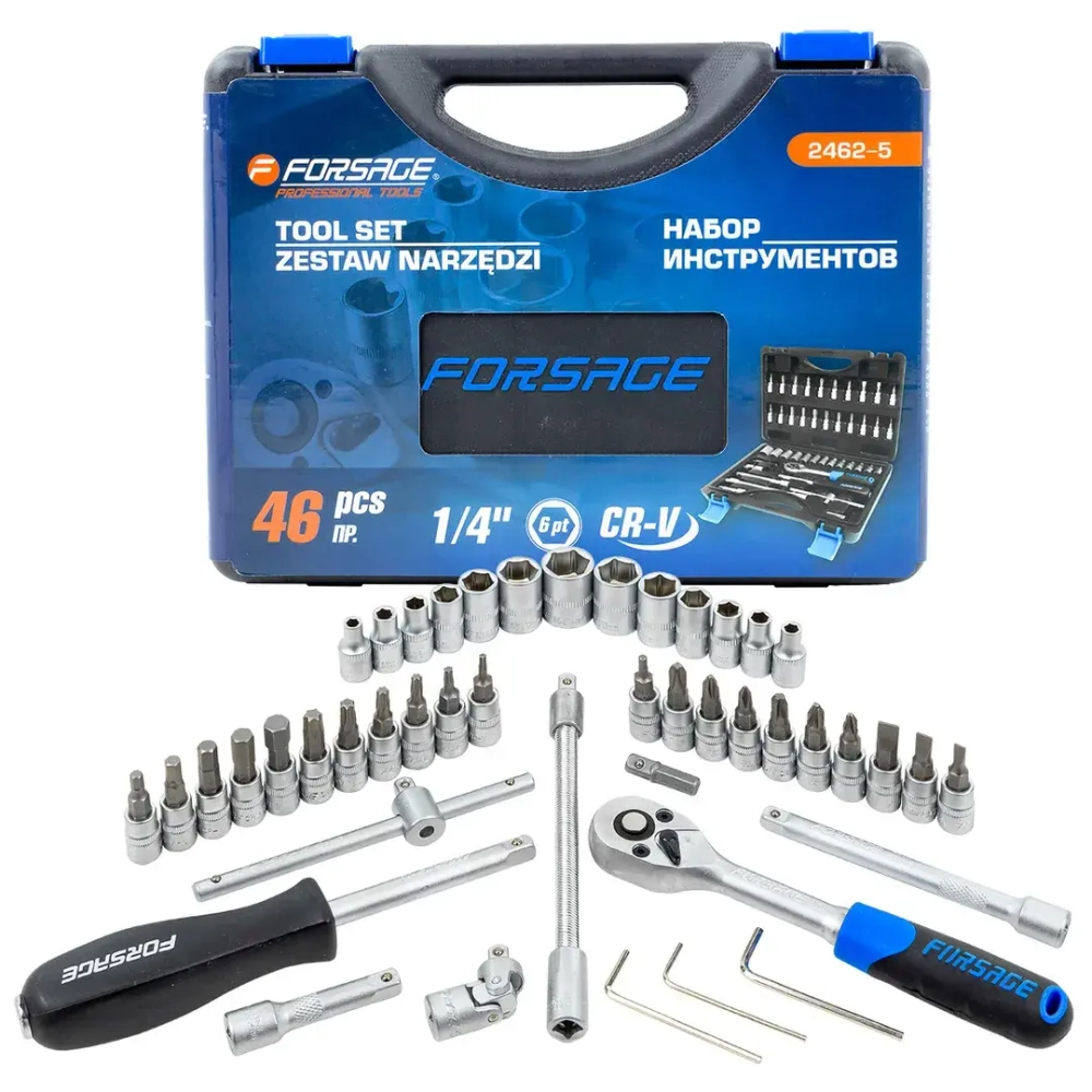Набор инструмента 46пр. 1/4''(6-гран.)(4-14мм) Forsage F-2462-5