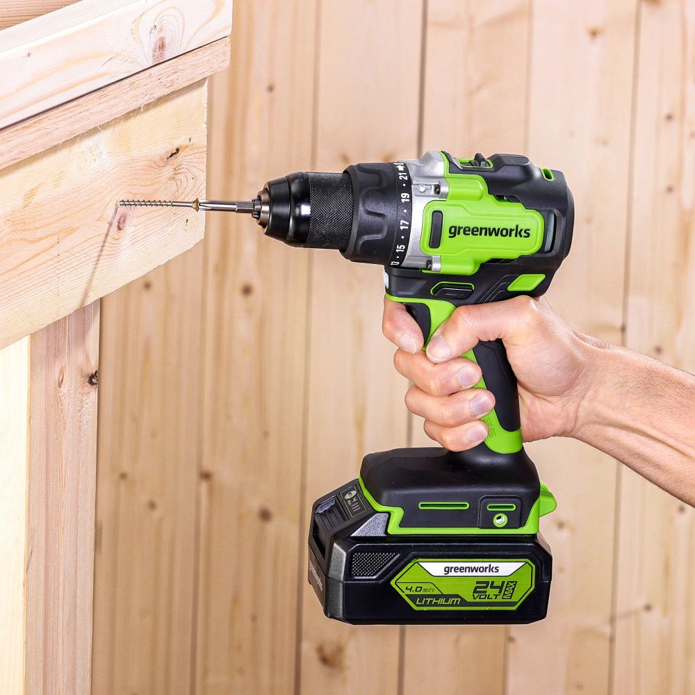 Дрель-шуруповерт акк. Greenworks GD24DD90, 24V, б/щет, 45/90Нм,1x4Ач,ЗУ,кор (3707507CUB)