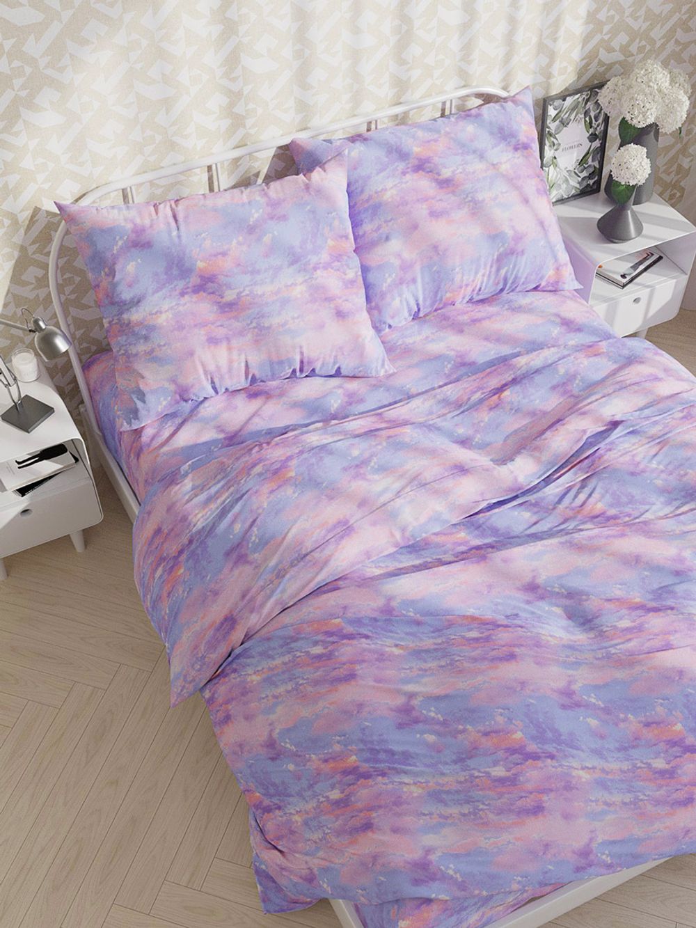 Простынь на резинке Сказка "Небеса" 140х200 см, перкаль