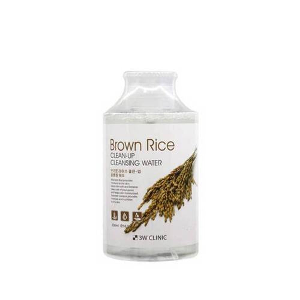3W Clinic Вода очищающая с экстрактом риса - Brown rice clean-up cleansing water, 500мл