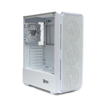 Корпус BaseTech eXtreme GFX-03, Без БП, ATX, белый, 4xICE BLUE FAN, 2xUSB2, 1xUSB3, бок: закалённое стекло (BT-GFX-03W-MESH-4F-IB)