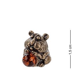 AM- 599 Фигурка «Хомяк» (латунь, янтарь)