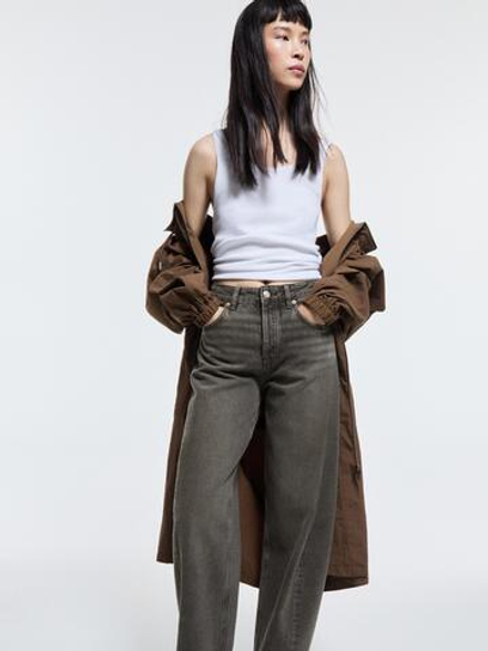 Massimo Dutti Джинсы свободного кроя со средней посадкой, натуральный серый