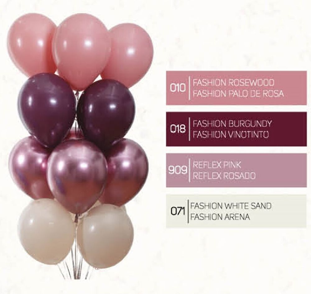 Шар (12"/30 см) Reflex, Зеркальный блеск, Розовый (909), хром 50 шт.