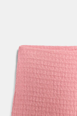 ZARA БРЮКИ ПРЯМОГО КРОЯ ФАКТУРНЫЕ, ПЫЛЬНЫЙ РОЗОВЫЙ