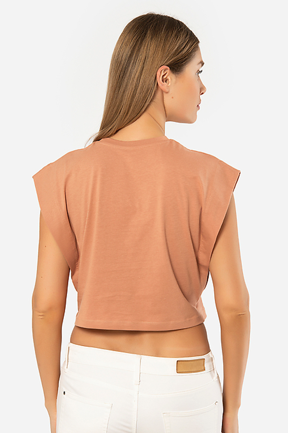 Футболка женская кроп капучино