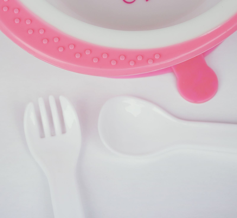 Набор детской посуды «Принцесса», 3 предмета: тарелка на присоске 200 мл, ложка, вилка 1592345