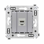 Компьютерная розетка RJ-45 без шторки в стену, кат.6 одинарная экранированная, "Avanti", "Закаленная сталь"