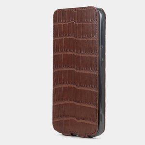 Чехол для iPhone 15 Pro Max из кожи крокодила, коричневого цвета