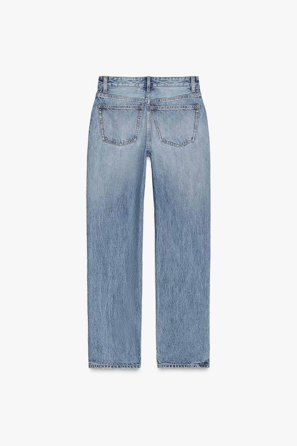 ZARA ДЖИНСЫ TRF ПРЯМОГО КРОЯ СО СРЕДНЕЙ ПОСАДКОЙ, СИНИЙ