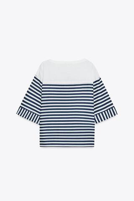 ZARA ПОЛОСАТАЯ РУБАШКА ИЗ ЛЬНА, СИНИЙ/БЕЛЫЙ