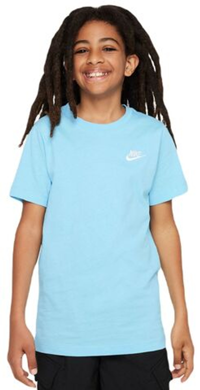 Футболка для мальчика теннисная Nike Kids NSW Tee Embedded Futura - aquarius blue/white
