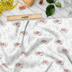 Ткань лен акварельный ёжик