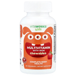 VitaWorks, мультивитамины с железом, для детей, фруктовое ассорти, 120 жевательных таблеток