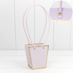 Пакет подарочный 12.5х12х8см Ваза для цветов с золотой рамкой (Сиреневый)