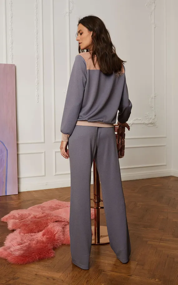 Джемпер 30347 Сине-Бежевый