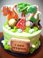 Имбирные пряники на торт Динозавры