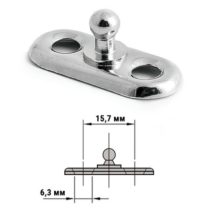 Крепление тента низ для шурупа, хром. латунь