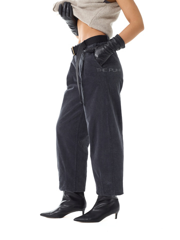 Темно-серые вельветовые брюки